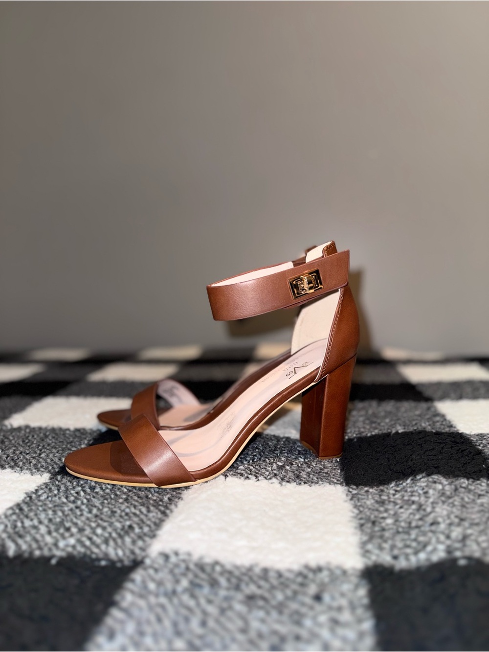 Versace Brown Block Heel Ankle Strap Sandals